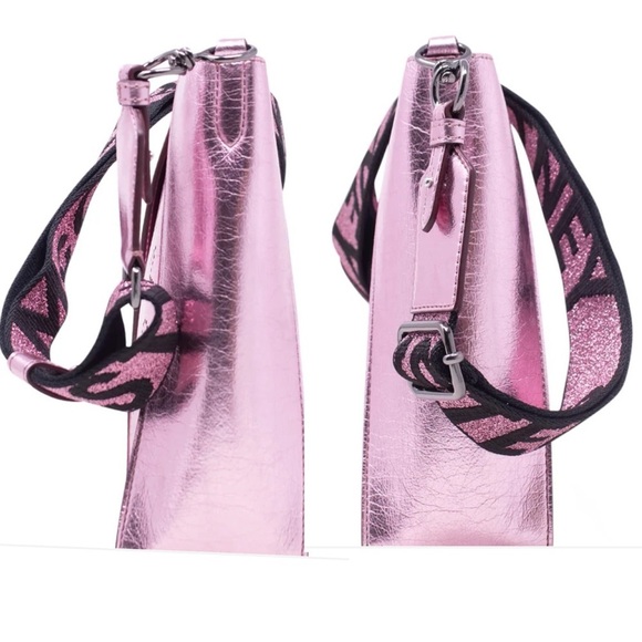 Stella McCartney LOGO Metallic Pink Mini Eco Vegan Leather Crossbody Purse Bag - Picture 9 of 15